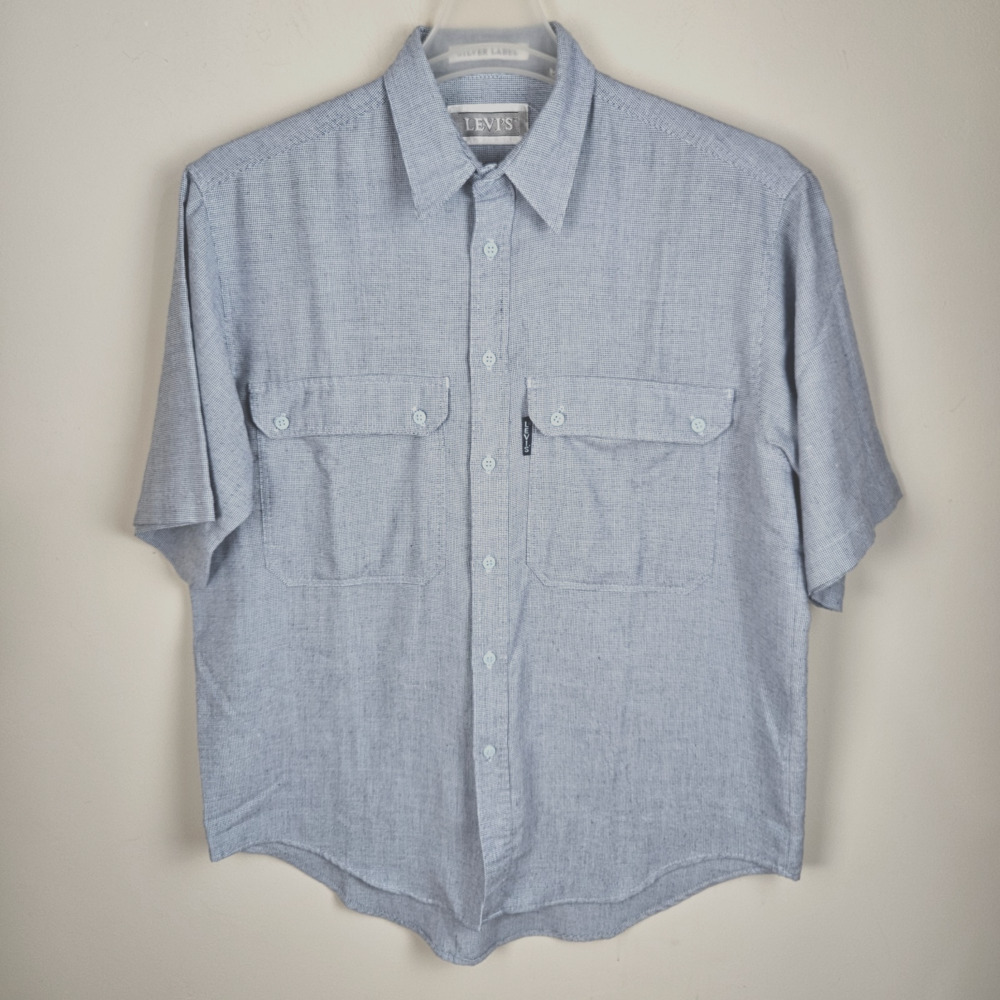 vtg 90s levi's SilverTab shirt sz M blue check utility S/S Grunge